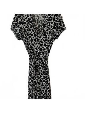 Geoffrey Beene Black & White Wrap Midi Dress – Classic Polished Style